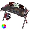 SOViD Gaming Desk with LED RGB Lights 47 Inch PC Computer Desk Y Shaped Gamer Setup Accessories for Sons’ Gift Game…