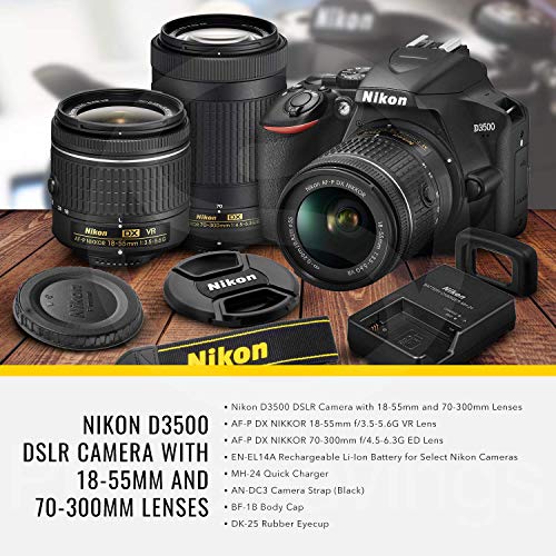 Nikon D3500 DSLR Camera With 1855mm And 70300mm Lenses + 32GB Card