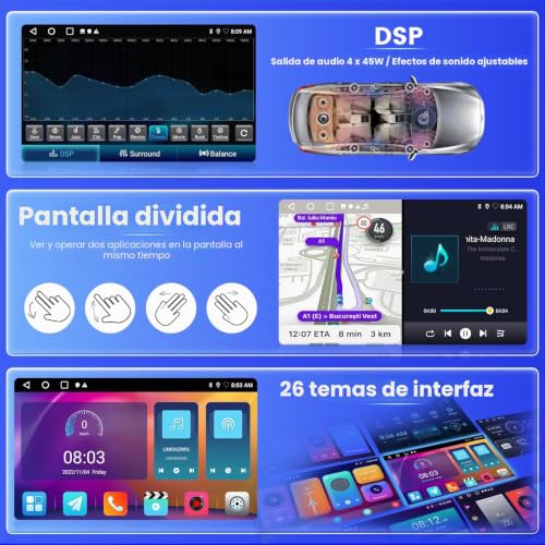 Inefala Radio for Peugeot 3008 2009-2015 Android 15 2+64G with Wireless Carplay and Android Auto, 9'' Touch Screen Stereo Radio with Bluetooth 26UI EQ GPS FM/RDS SWC AHD Reverse Camera