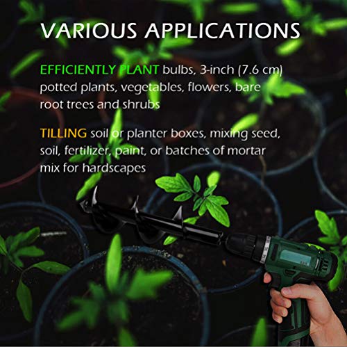 zosenda Garden Spiral Drill Bit, 1.6" x 8.7" Electric Cordless Replacement Planter Garden Auger Digger Drill Bit, Time Saving Hole Auger Digging Tool for Planting Trees Shrubs Deep Cultivating - Thumbnail 4