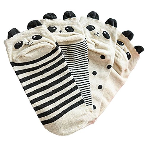 Caramella Cute Novelty Girls Panda Ankle Socks (Pack of 4)