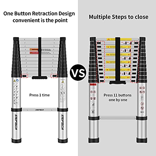 STEPTECH Telescoping Ladder 15.5 feet, Aluminum Telescopic Extension