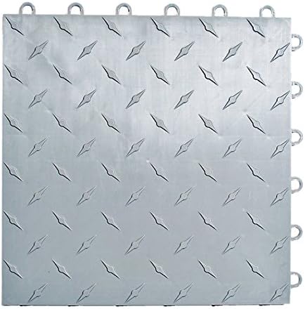 Speedway Garage Tile Interlocking Garage Flooring 6 Lock Diamond Tile Silver 25 Pack Amazon Ae