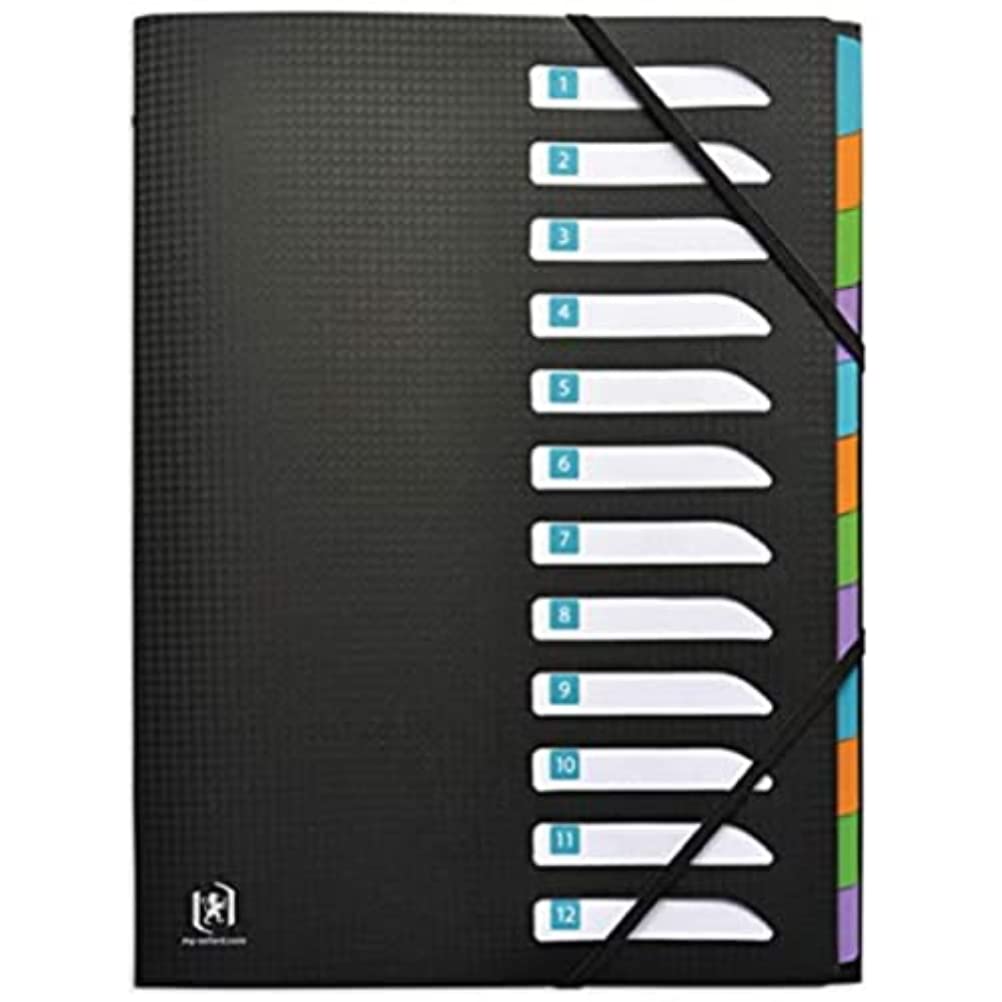 Elba Memphis 100209000 Folder A4 Polypropylene 0.5 mm Back Cover with 3 Flaps 12 Compartments Black