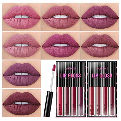 Matte Liquid Lipstick Set Velvet Lipstick Waterproof Long Lasting Lip Gloss Smooth Soft Nude Sexy Lip Glosses Lip Stick Makeup Set for Women Beauty Lip Gloss Cosmetics Set, 1.5ml4 Colors (B)