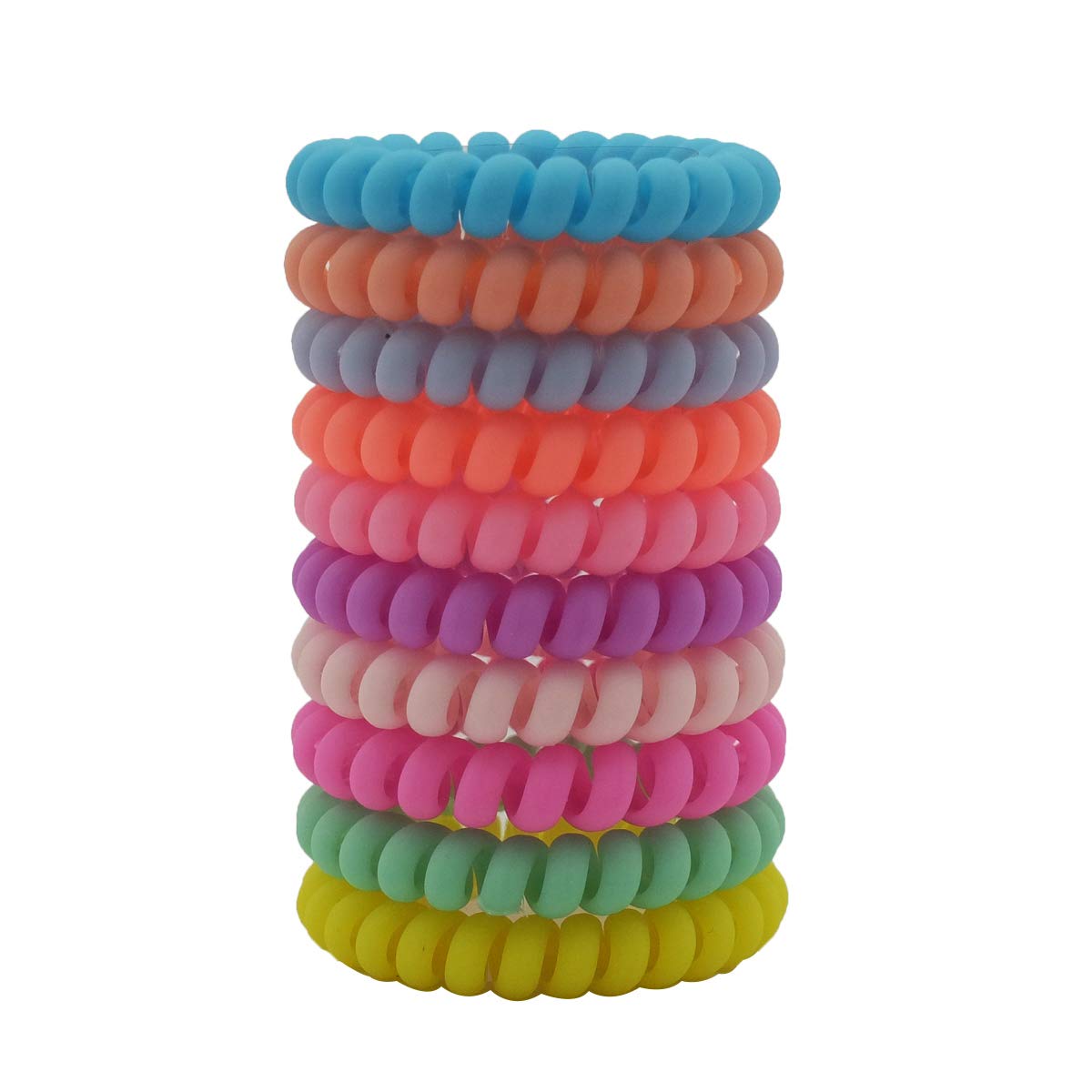 Spiral Hair Ties, Elastic Coil Hair Ties,Phone Cord Hair Ties, No Crease Hair Ties, Fluorescent Series Telephone Hair Ties Colorful Hair Accessories for Women Girl (Matte 10PCS)