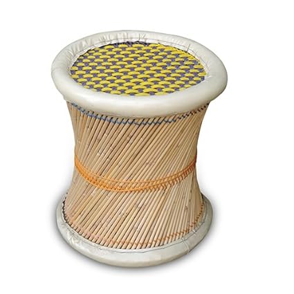 GUNEE Eco-Friendly Handicraft Cane Bar Stool Mudda Chair for Indoor/Outdoor Furnishings - 1 PC(Multicolor)