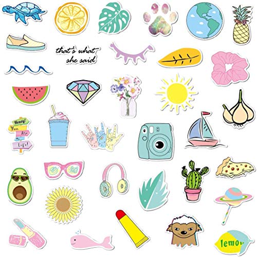 35 Pack Cute Nature Vsco Stickers for Water Bottles Laptops - Aesthetic Lovely Fashion Trendy Waterproof Vinyl Sticker for Hydro Flasks Luggage Mirrors Travel Phone - Scrapbook Decals for Teens Girls