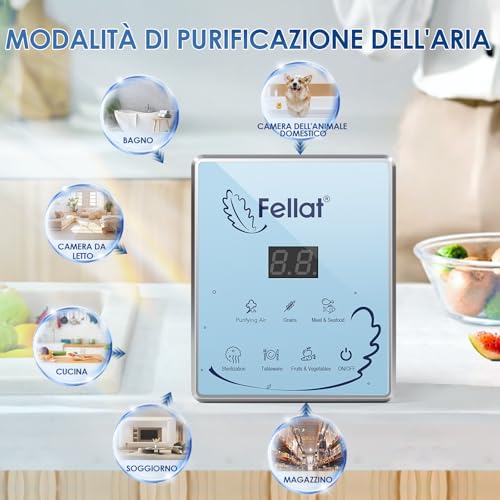 Ozone Generator, Air Purifier Deodorant for 5-30㎡, Multifunctional Ozonator for Water and Air, 6 Modes for Cleaning Fruit Vegetables, Remove Odor