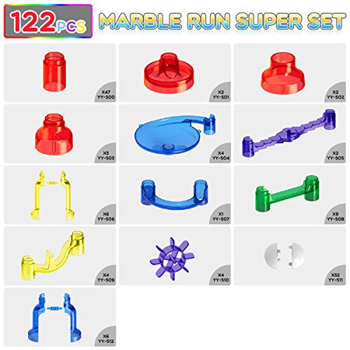 image for FUNTOK Marble Run Set - 122Pcs Marble Race Track Marble Maze Game Buil