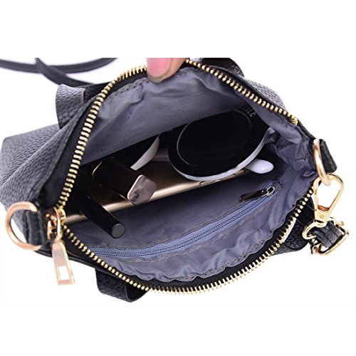 Clearance! Women Fashion PU Leather Small Tote Handbag Purse Zipper Crossbody Shoulder Bags Messenger Satchel (Black)