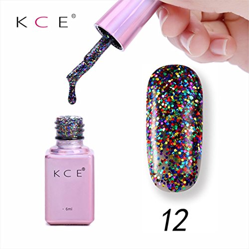 Oksale 6ML Gel Nail Manicure Diamond Glitter Nail Polish Sequins Gel Nail (L)
