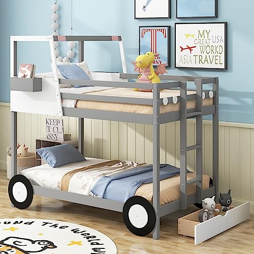 Harper Bright Designs Twin Over Twin Bunk Beds with Storage