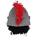 GIANCOMICS Red Tassel Roman Halloween Cosplay Knight Helmet Visor Beanie Knit Hat Cap Grey LM03