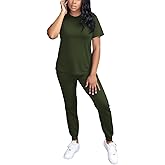 HBQ Women 2 Piece Outfits Summer Sweatsuits Biker Short Workout Jogger Sets