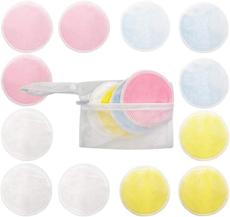 Reusable Make Up Remover Pads,Super soft and Natural Bamboo Cotton Pads,Reusable Facial Cleaning Pads with Laundry Bag(12 pack)