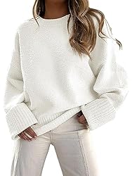 LOGENE Womens Oversized Soft Crewneck Sweater Fuzzy