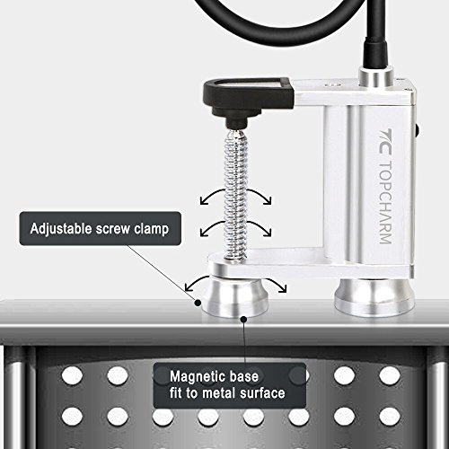 TOPCHARM BBQ Grill Light, Super Bright 12 LED Battery Powered Work Task Light with Magnetic Base 360 Degree Rotation Flexible Gooseneck Adjustable Screw Clamp for Barbecue Grilling