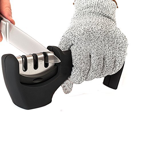 MZCH Knife Sharpener for Kitchen Knife, Fruit Knives, Folding Pocket Knives, 3-Stage Knife Sharpening System for Repair, Restore and Polish Blades