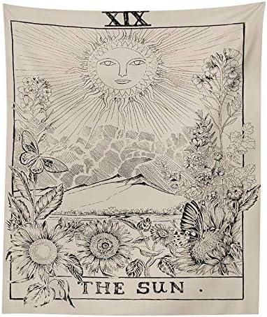 Letsroam Tarot Sun Tapestry Wall Tapestry Wall Hanging Psychedelic Tapestry Celestial Tapestry Medieval Tarot Decor Wall Tapestry for Bedroom Living Room College Dorm Room (51”x59”)