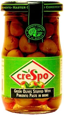 Crespo Green Olives Stuffed with Pimiento Paste in Brine, 198 g