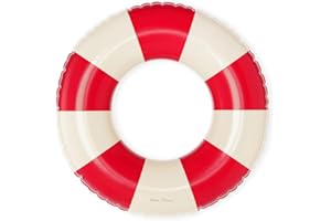 Petites Pommes Kids Float for Toddlers - Durable Inner Tube, Handprinted Classic Striped Design Pool Floats, Soft Comfort Seaming, Packable Floats for Travel, Bright Red, 24 inch