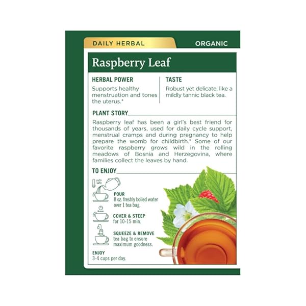 TRADITIONAL MEDICINALS ORGANIC RASPBERRY LEAF HERBAL TEA, EASES MENSTRUAL CRAMPS & SUPPORTS HEALTHY PREGNANCY, (PACK OF 1) – 16 TEA BAGS