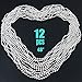 GiftExpress 12 PCS 48" White Pearl Bead Necklaces, Bulk Faux Pearl Necklaces, Mardi Gras Beaded Necklaces for Wedding, Birthday, Tea Party Favors, Gatsby Theme Decorations primary