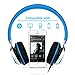 Sound Intone HD200 Headphones with Microphone Lightweight Folding Stereo Earphones for iPhone,PC,Laptop, Android Smartphones,Tablet (Black/Blue)