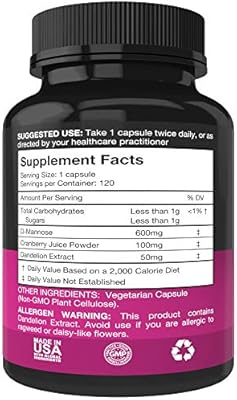 Amazon Com D Mannose Capsules With 600mg D Mannose Powder Per Cap
