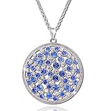 Qianse *Galaxy* Long Chain Austrian Preciosa Crystal Round Disk LARGE Pendant Necklace Party Jewelry