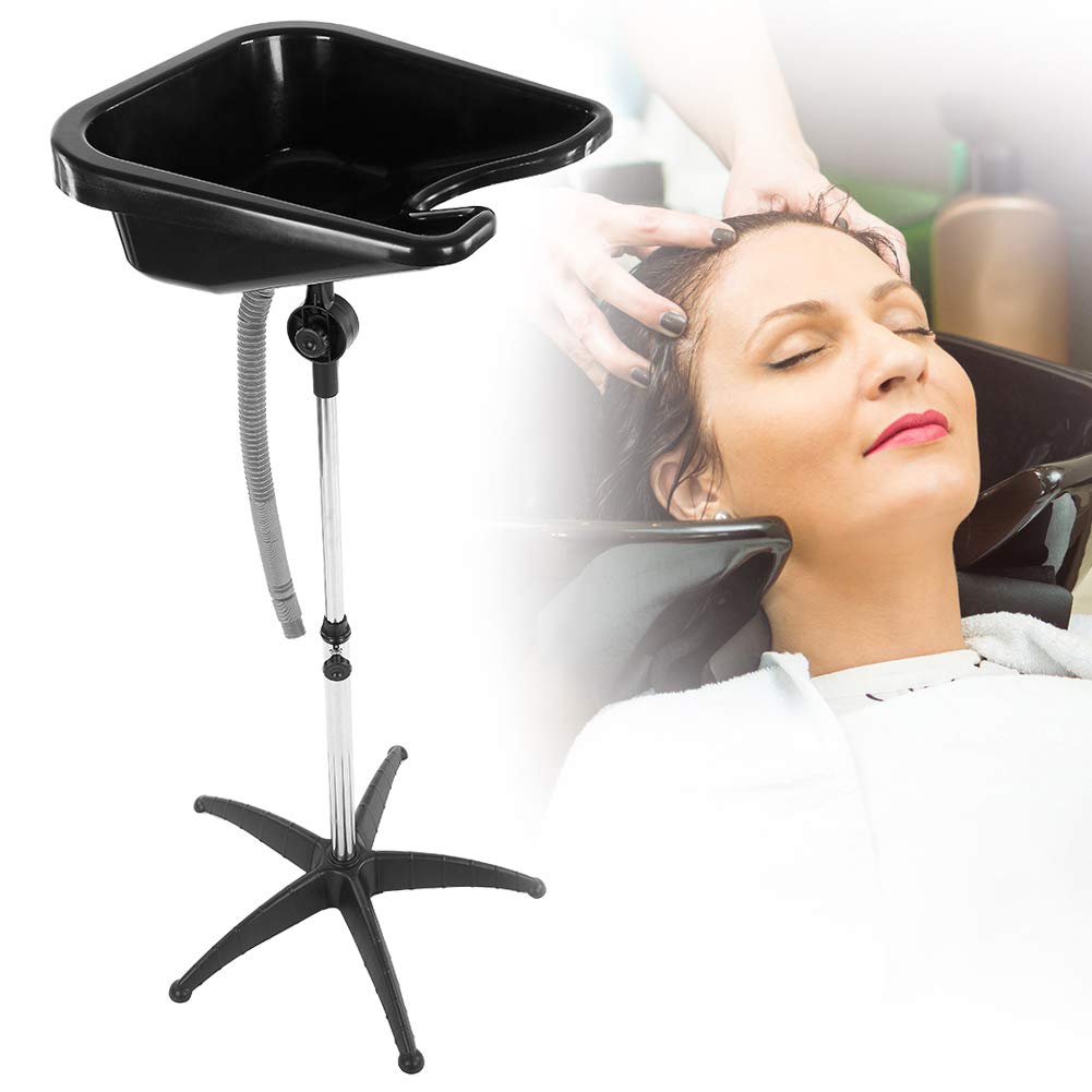 Ejoyous Portable Hairdresser Hair Wash Sink, Angle Height Adjustable Salon Hair Wash Basin Large Barber Salon Bowl with Stainless Frame Plastic Shampoo Sink for Hair Washing