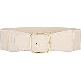 JASGOOD Women Elastic Wide Belt Ladies Stretchy Waist Belt with Square Buckle for Dress