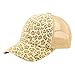 Low Profile Canvas Leopard Printed Mesh Cap - Khaki OSFM