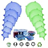 Silicone Stretch Lids, Adpartner 12 Pack of Various Sizes BPA-free Silicone Lids Reusable Container Lids Food Covers, Flexible to Fit All Shape of Containers, Durable, Microwave and Dishwasher Safe