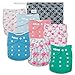 Baby Cloth Pocket Diapers 7 Pack, 7 Bamboo Inserts, 1 Wet Bag by Nora's Nursery