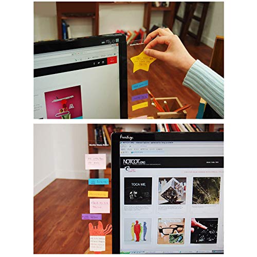 Hslife 2 Pack Acrylic Concise Computer Monitor Message Boards, Memo Holder for Screen, Computer Monitors Side Panel(One Pair,Left and Right)
