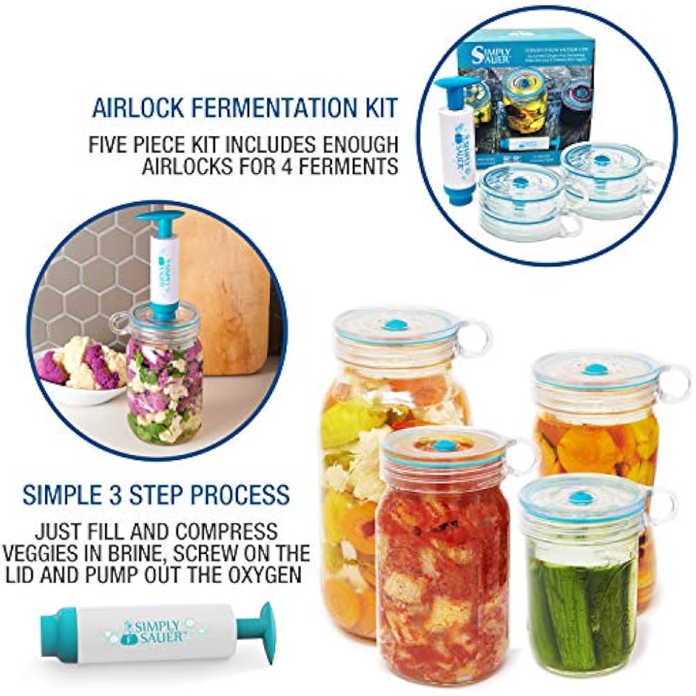 Simply Sauer Fermentation Airlock Bundle Kit Fits Wide Mouth Mason