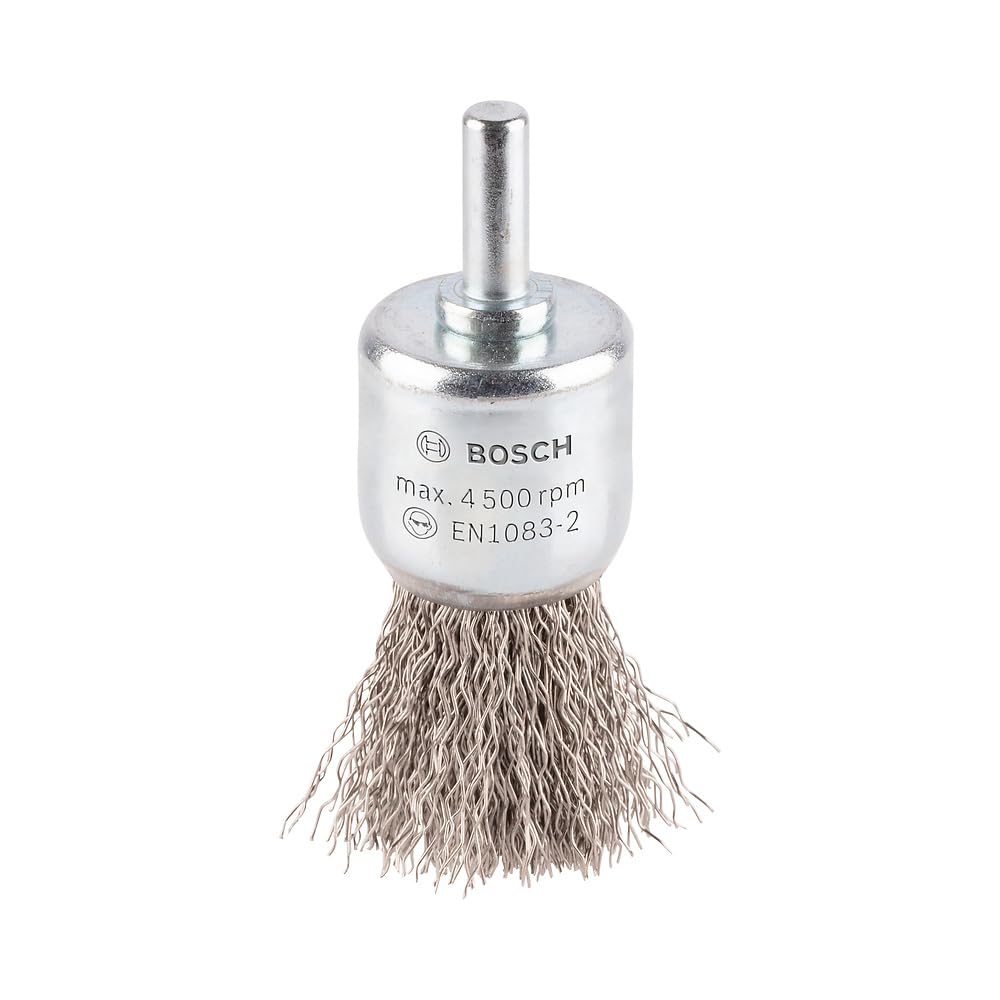 Bosch 1x PRO Stainless Steel Longlife End Brush, Crimped Wire for 6 mm Cylindrical Shank and Drill (Ø 25 mm, Professional Accessory Rotary Drill/Drivers)