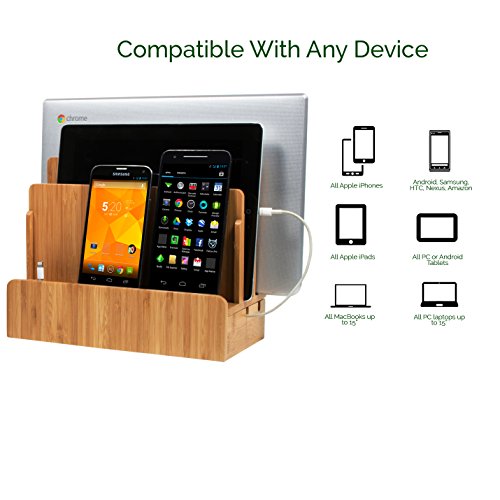 G.U.S. Multi-Device Charging Station Dock & Organizer - Multiple Finishes Available. For Laptops, Tablets, and Phones - Strong Build, Eco-Friendly Bamboo Cell Phones & Accessories, Accessories, Chargers & Power Adapters, Charging Stations
