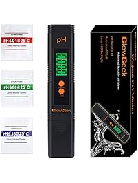 GlowGeek Digital PH Meter / PH Tester / Mini Water Quality Tester for Household Drinking Water, Hydroponics, Aquariums, Swimming Pools, 0.01PH Resolution - Extra PH Calibration Solution Mixture