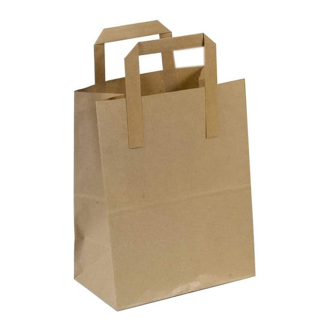 The Paper Bag Company Brown Paper Carrier Bags with Flat Handles, Pack of 25