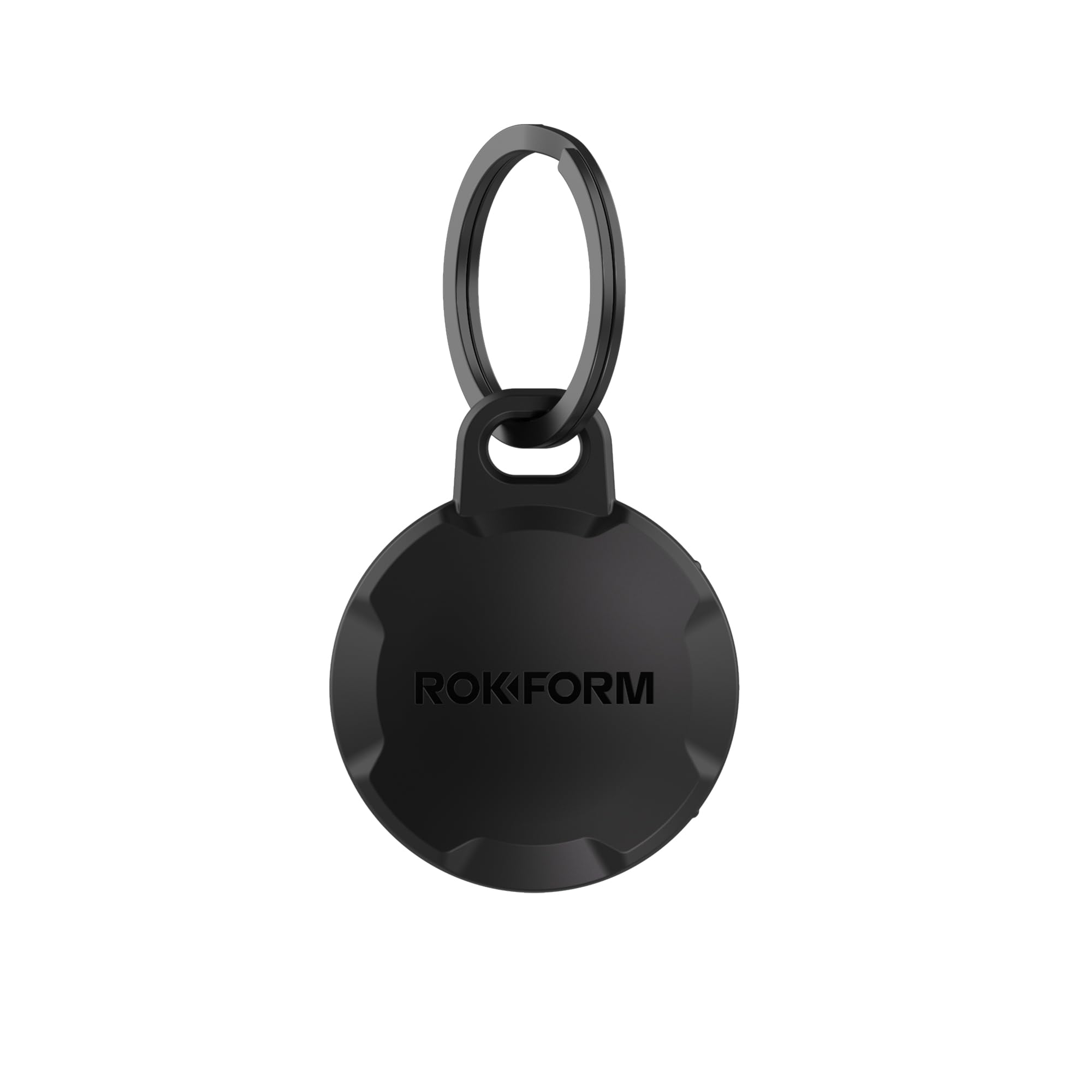 Rokform Case Compatible with AirTag, Includes Keychain, Anti-Scratch Lightweight Cover, Comes with Key Ring and Carabiner Ring Attachment for Bags, Luggage, Backpacks, Pets and More (Black)