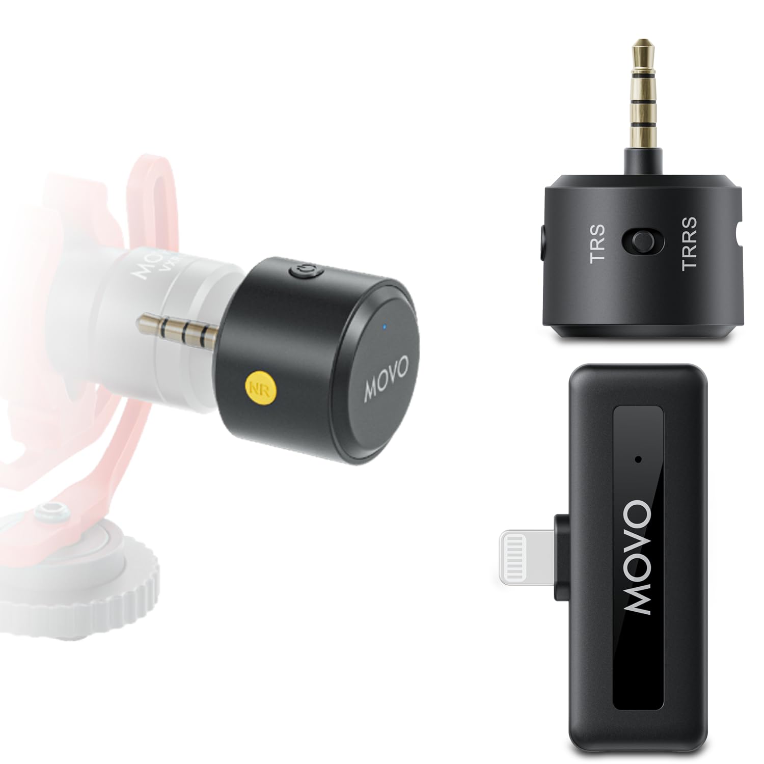 Movo WM-VXR10 Wireless Shotgun Mic Adapter for iPhone/Lightning Devices - Compatible VXR10, VXR10-PRO and Rode VideoMicro