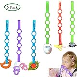 Baby Pacifier Clips,6 Pack Stretchable Silicone Toy Safety Straps,Baby Toddler Bottles Harness Straps for Strollers, Shopping Trolley,Cars,Hanging Baskets,Cribs,Bags (6 Pieces)