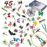 FansArriche 45 Pcs Fake Bugs Toy Mini Realistic Insects Toys for Kids, with Plastic tweezers,Educational Toy Kids, Toddlers, Boys, Girls