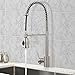 VCCUCINE Modern Commercial Stainless Steel Brushed Nickel Single Handle Pull Out Sprayer Kitchen Faucet,Pull Down Spring Bar Sink Faucets