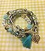 My Best Friend Forever Boho Chic Friendship Bracelet Stack- Handmade Blue and Gold Tassel Charm Bohemian Bracelet Jewelry- Women Multilayer Beads Bangle Tassels Bracelet Gift for Women