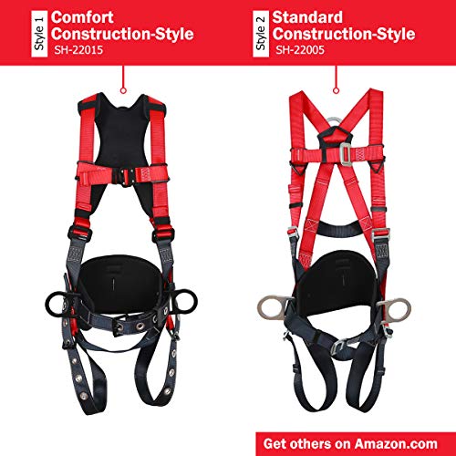 DCM SH422005 Full Body Standard Construction Safety Harness Kit with Single Hook Shock