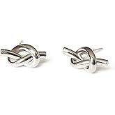 UELSTA Unity Knot Stud Earrings for Women 18K Gold/White Gold Real-Gold-Plated Recycled Brass with 925 Silver Posts PVD Coated Minimalist & Timeless Sustainable Jewelry